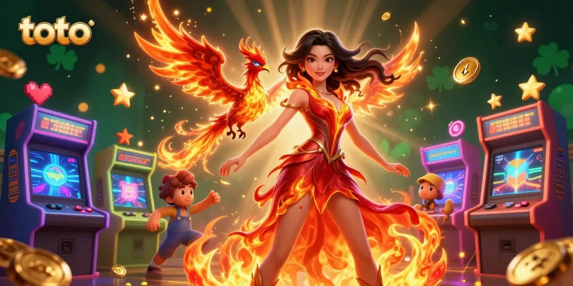 Experience exhilarating gaming with toto as a stunning Asian woman and phoenix ignite the casino ambiance.