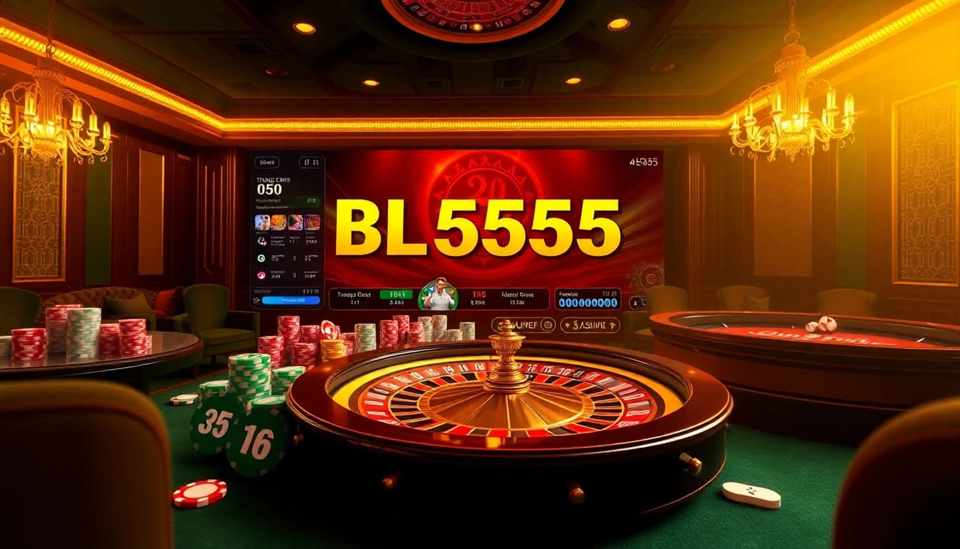 Engaging online gaming scene showcasing trang chủ BL555 with lively poker elements, inviting players to experience premium gambling.