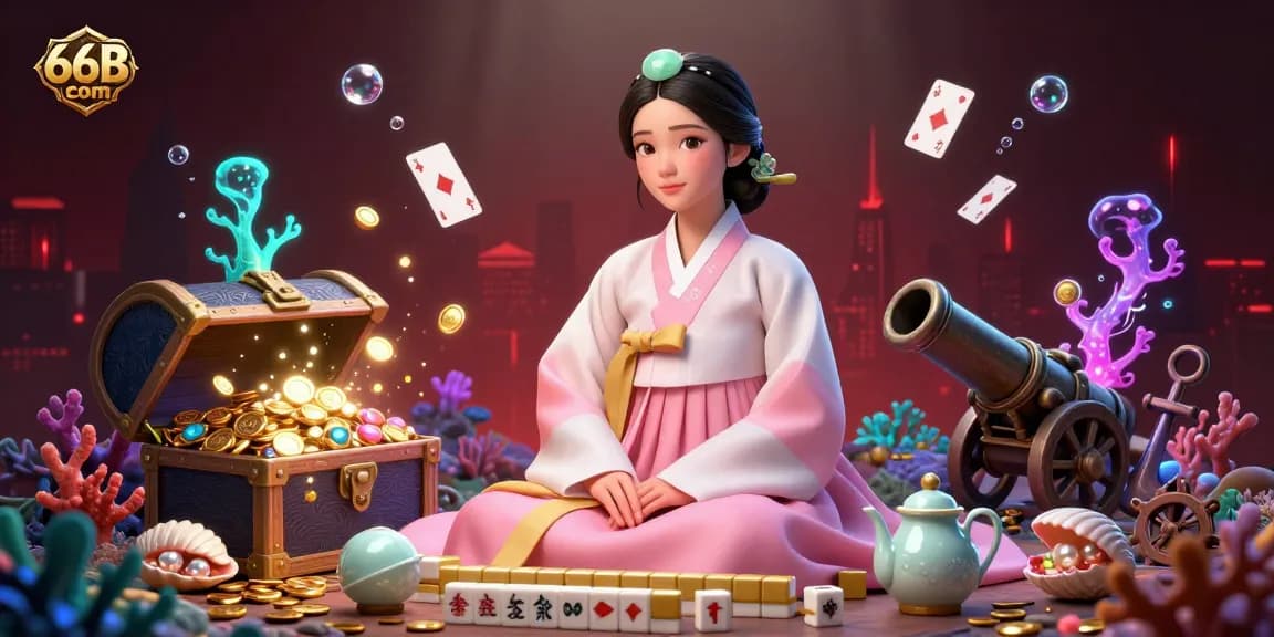 Experience the excitement of 66B com with a vibrant 3D casino scene showcasing elegance and rich treasures.