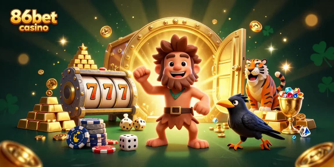 Engage with the vibrant 86bet casino experience featuring a unique prehistoric theme.
