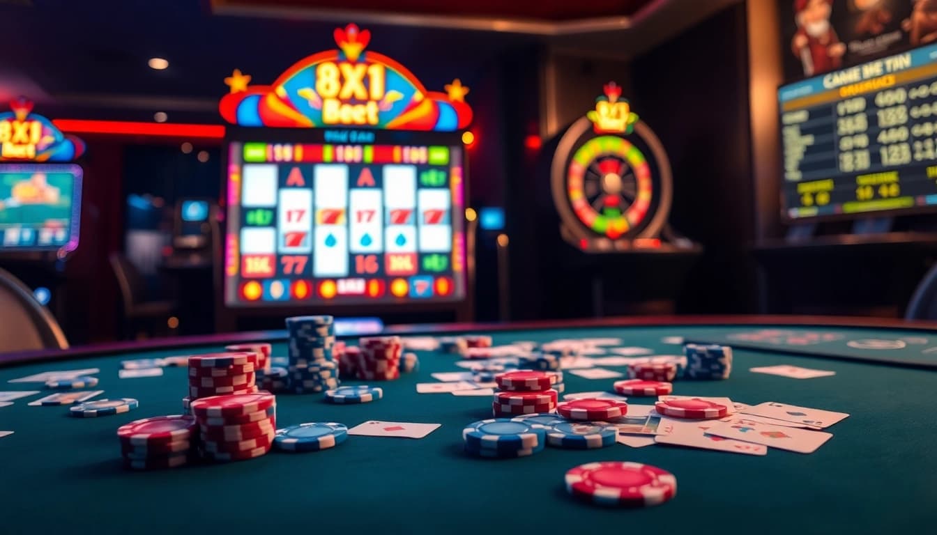 Experience the thrill of winning at 8xbet with high-stakes poker and exciting slot machine displays.