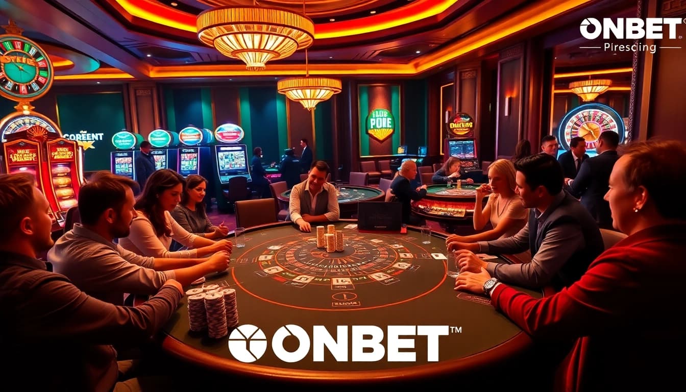 Experience thrilling gameplay at ONBET's luxurious casino, featuring a vibrant live dealer table.