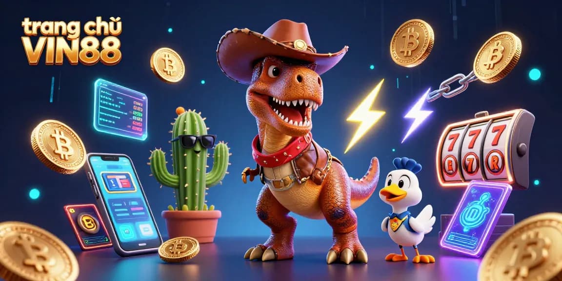 Engage with exciting games at trang chủ VIN88, showcasing vibrant slot elements and dynamic 3D characters.