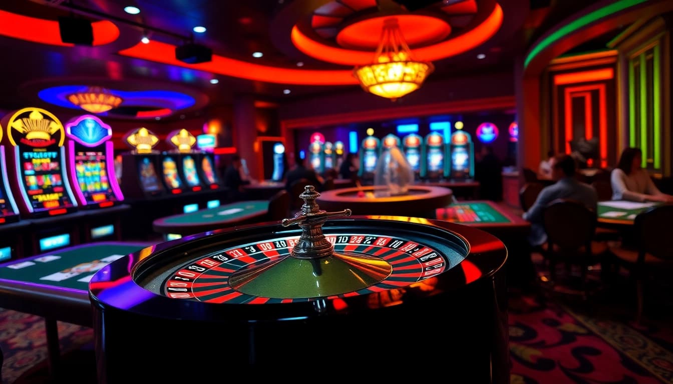 Experience the thrill of a porn game-inspired casino featuring vibrant tables and engaging players.