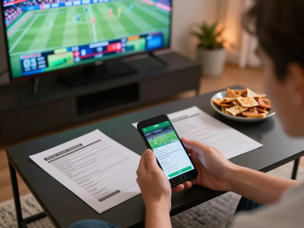 Engaging sports betting action on uu88 app with dynamic live event display in modern home setup