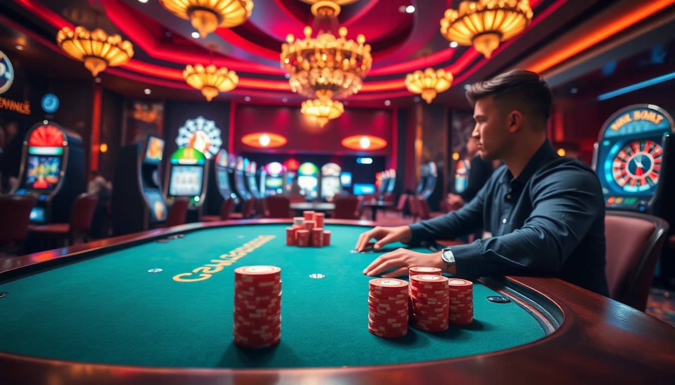 Experience the thrill of online poker at the 7xl platform, showcasing luxury casino elements.