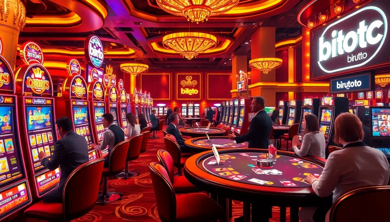 Pemain berinteraksi dengan mesin slot yang seru di kasino Birutoto.
