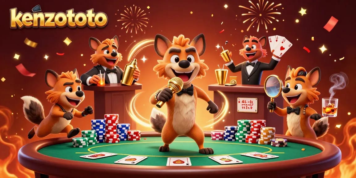 Experience kenzototo's vibrant casino nightlife with lively hyenas in a dynamic gaming scene.