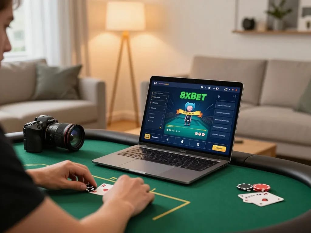 Play poker online on 8xbet platform while enjoying a cozy home atmosphere.