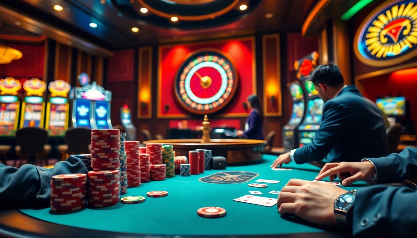 Experience the excitement at the Liên minh okwin casino with vibrant poker tables and thrilling roulette action.