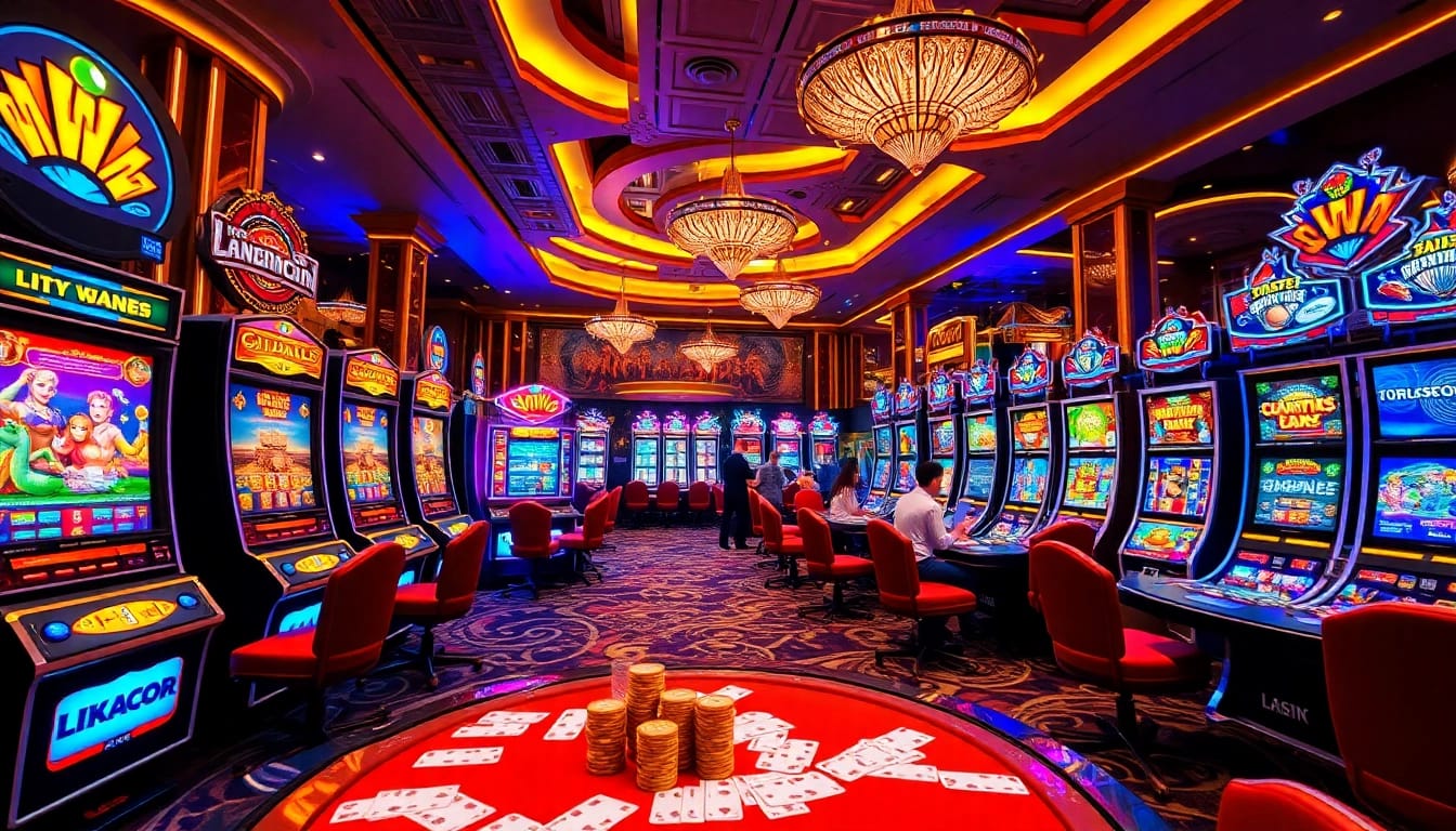 Experience thrilling gameplay in a luxurious casino showcasing link gacor slot machines and vibrant atmosphere.