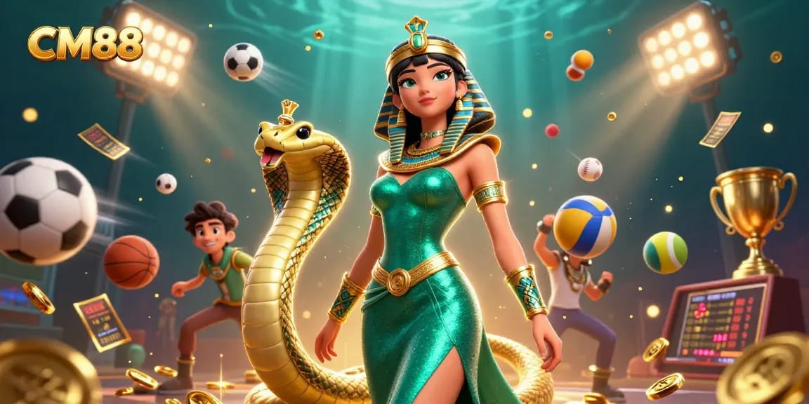 Win exciting prizes with CM88 in this vibrant casino-themed digital illustration.
