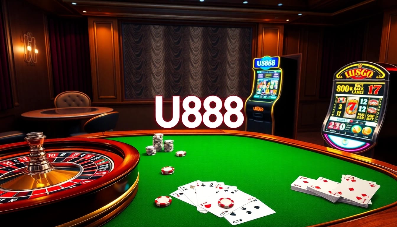 Experience the excitement with U888 at a luxurious online casino table with vibrant games.