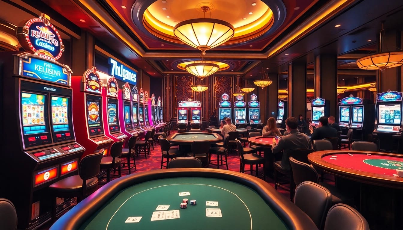 Experience the thrill of online gaming at 7hh.games with vibrant slot machines and poker action.