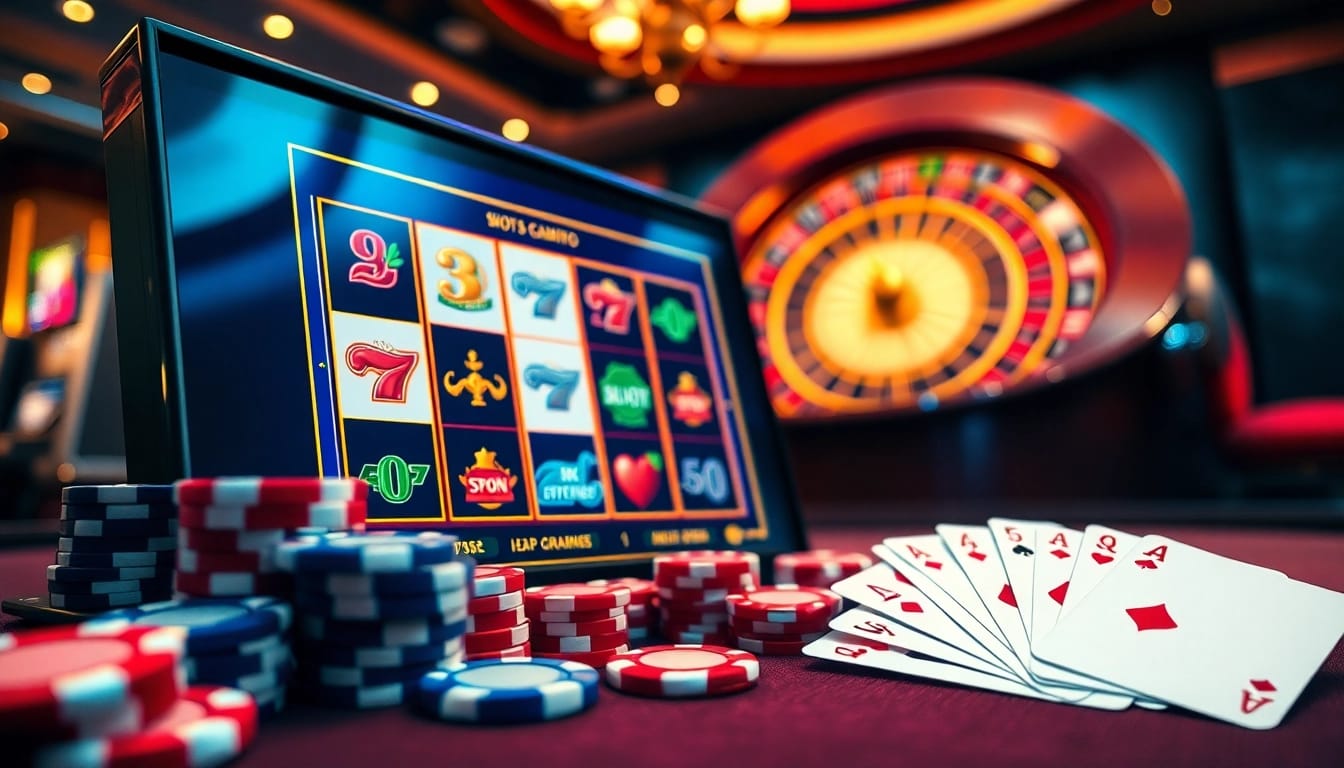 Experience high-stakes gaming with luxury12 featuring vibrant slots and stylish poker chips.