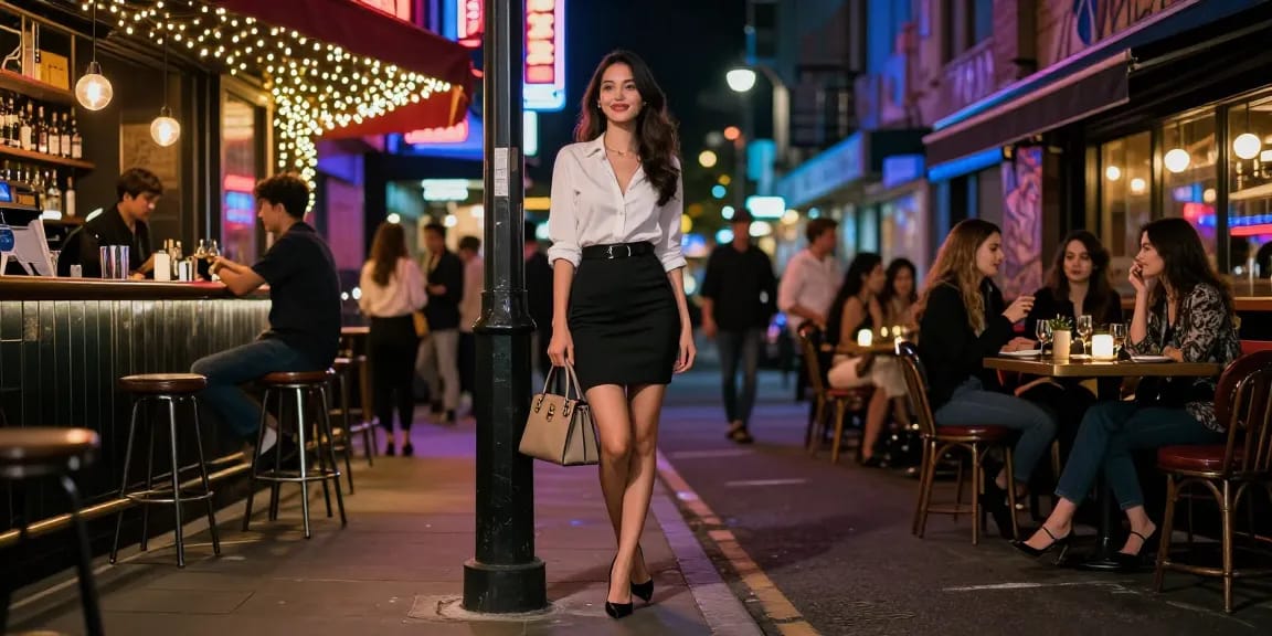 Gái gọi chuyên nghiệp tỏa sáng trong đêm phố sôi động.
