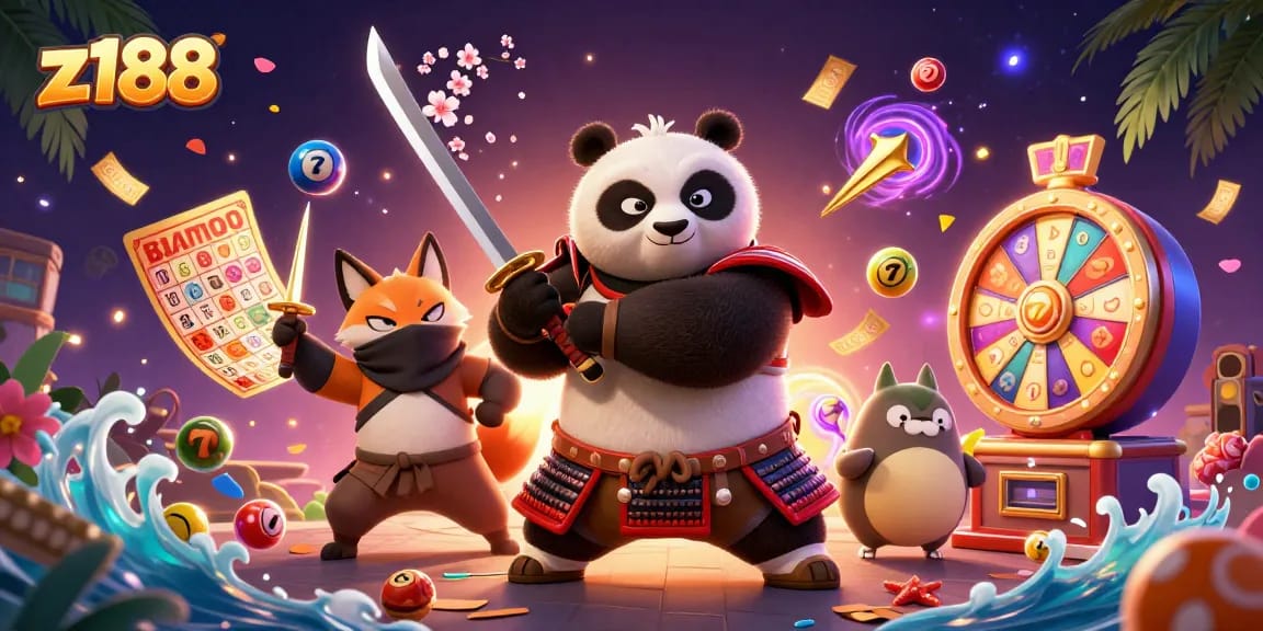 Z188 showcases a vibrant casino theme with dynamic lottery elements, emphasizing fun and excitement.