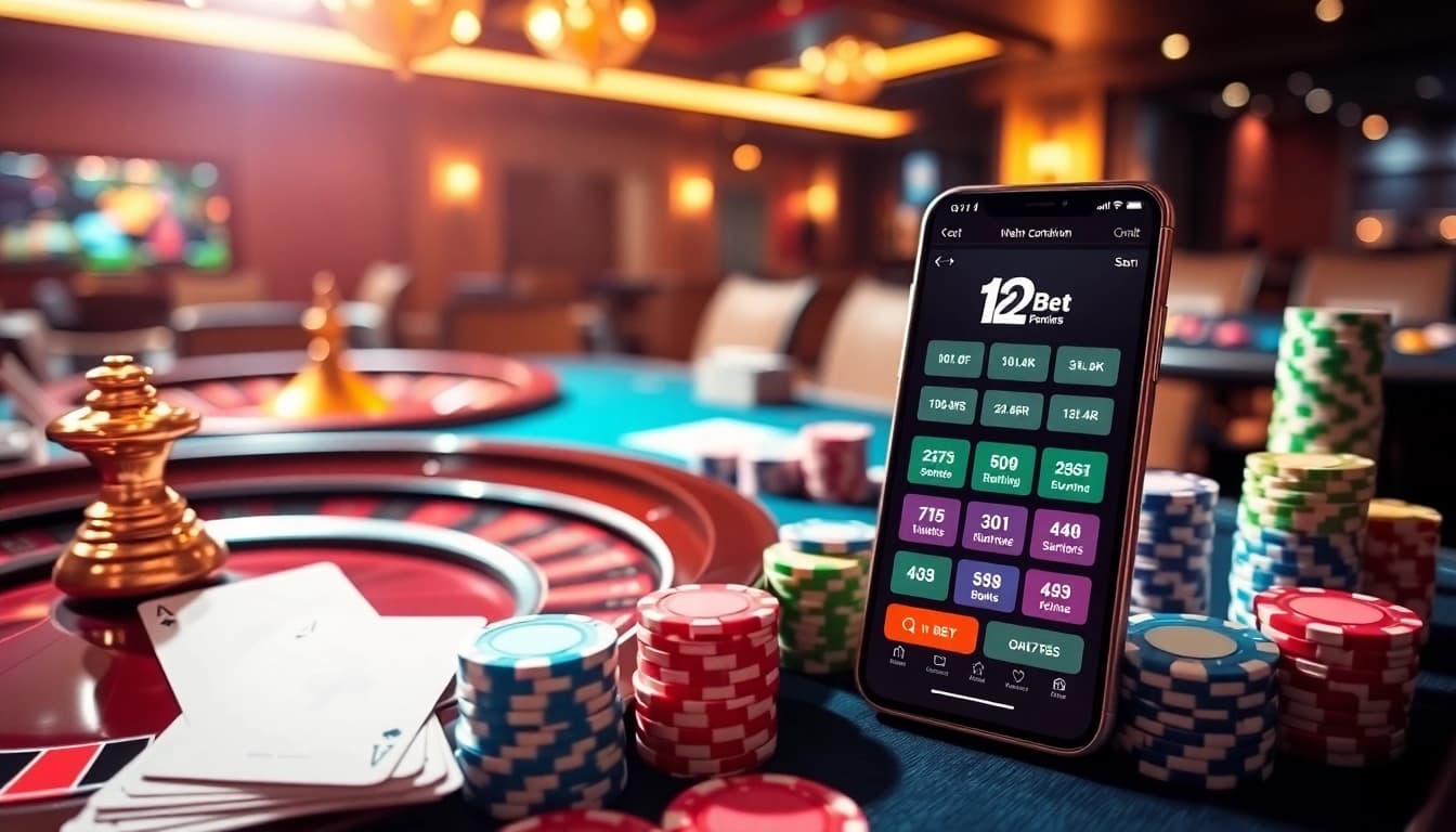 Experience online gambling excitement with 12Bet interface and casino games.