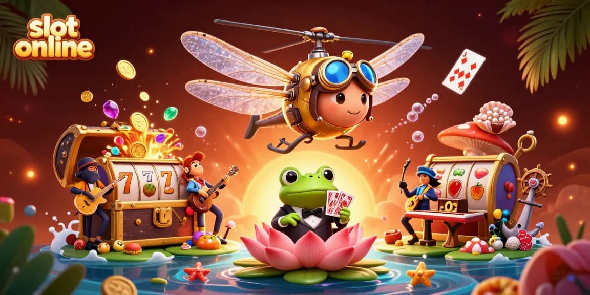 Dapatkan kemenangan melalui slot online dengan gambar 3D ilustrasi kasino yang penuh warna dan detail.