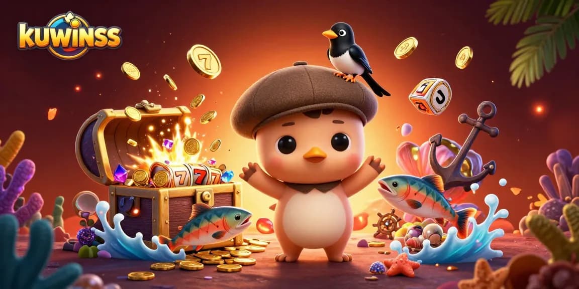 Kuwinss showcases vibrant underwater adventure with playful characters and thrilling slots action.