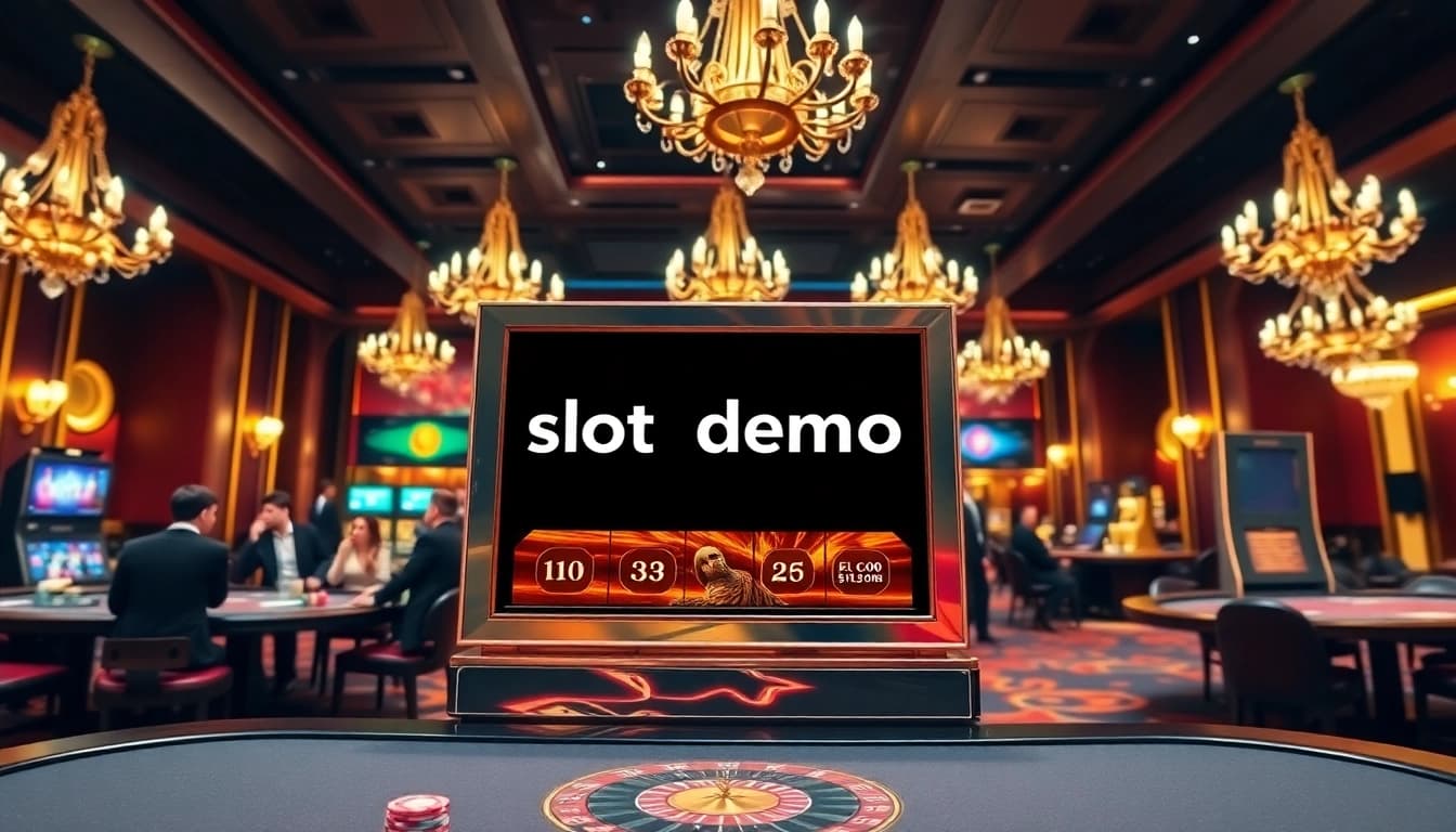 Experience slot demo pg excitement in a luxurious casino with vibrant slot machines and lively players.
