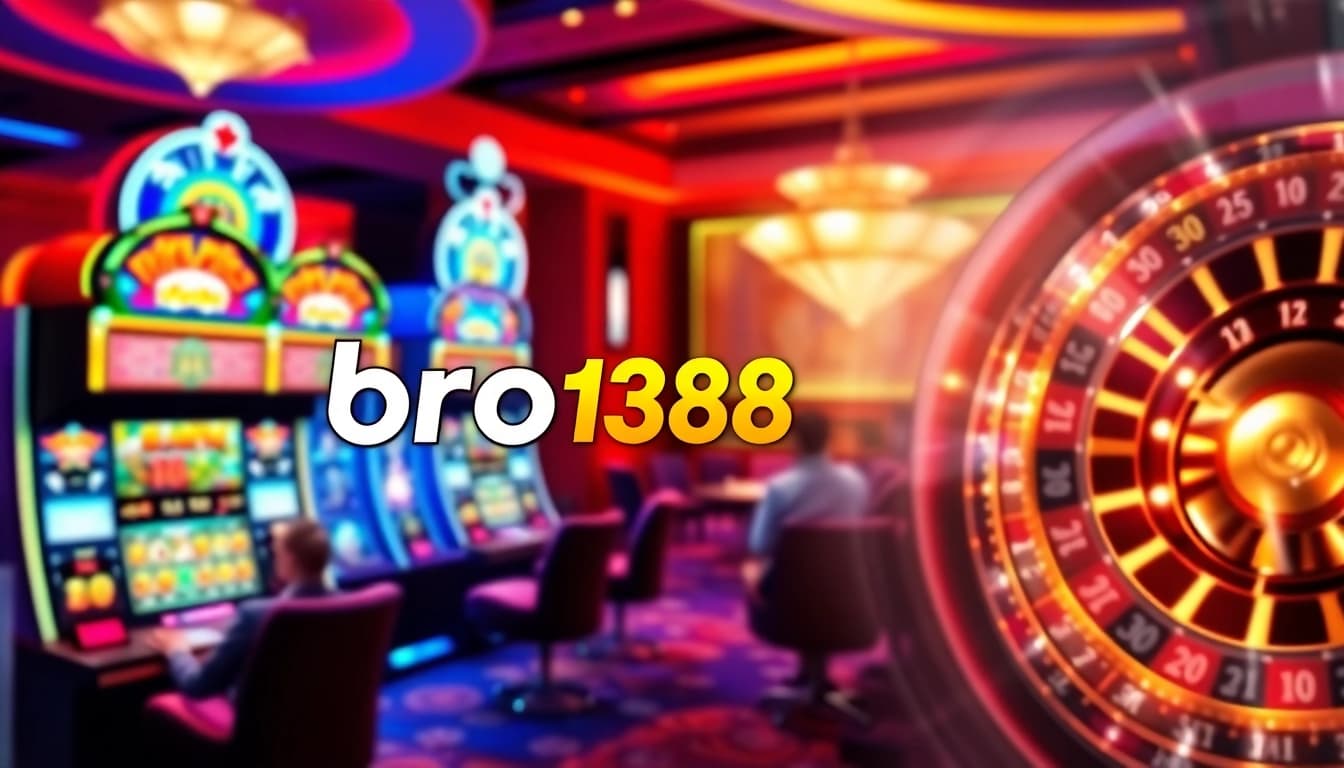 Experience the excitement of bro138 with vibrant slot machines and engaging players in a luxurious casino atmosphere.