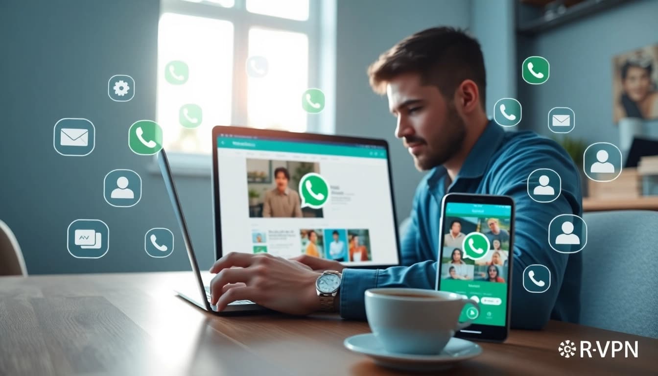 用户在使用快连VPN进行安全通信的同时使用 WhatsApp Web。