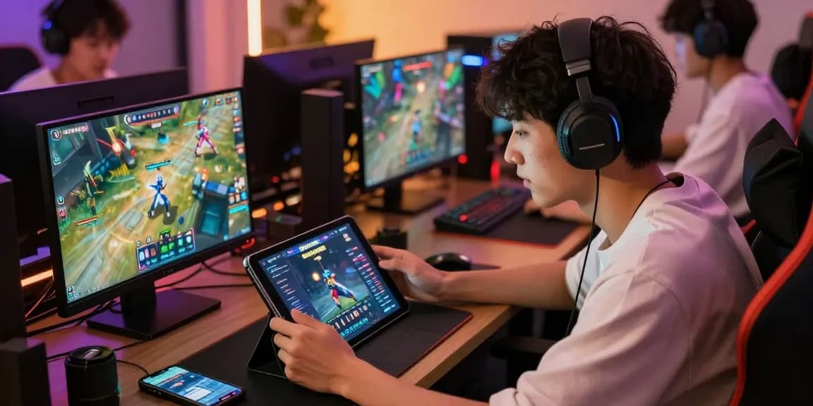Exciting online gaming with 68gamebai on tablet in a dynamic atmosphere