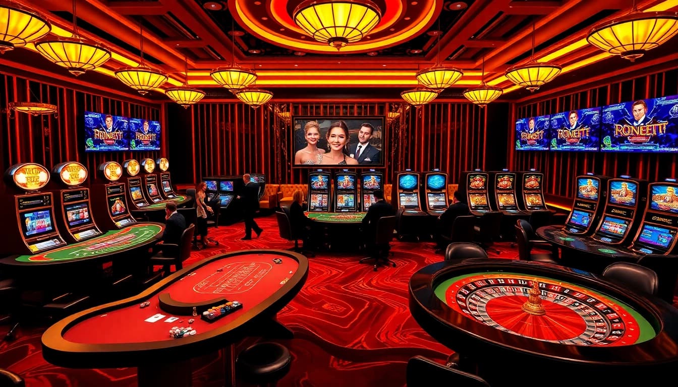 Experience thrilling gaming action at Nhà Cái RR88 with vibrant casino tables and engaging players.