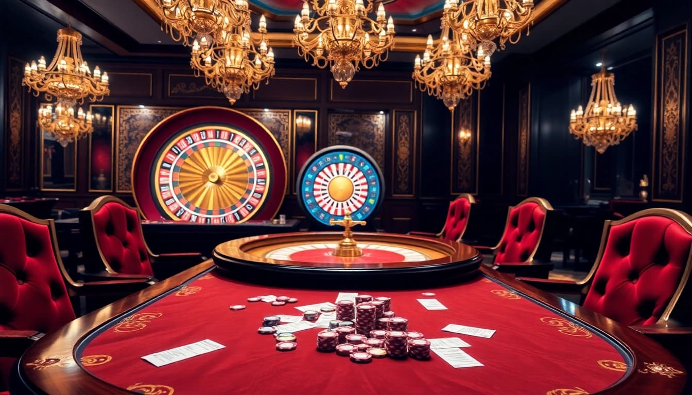 Engage in thrilling gameplay at Nhà Cái LC88's luxurious casino featuring vibrant poker tables.