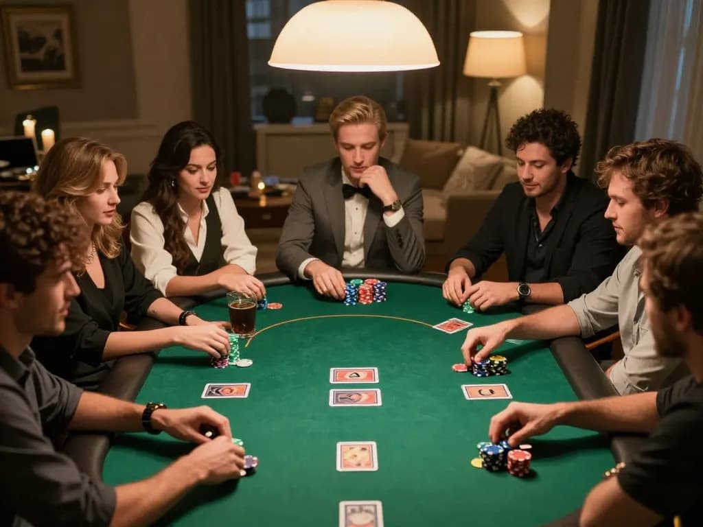 Players enjoying a thrilling poker game at home, highlighting strategies with tr88 making it a memorable night