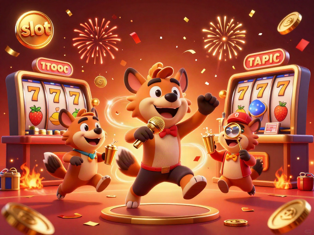 Exciting slot machine scene featuring hyenas in a comedy club atmosphere.