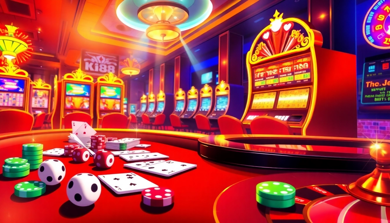 Experience the excitement at nhà cái hi88's vibrant casino table with cards and chips.