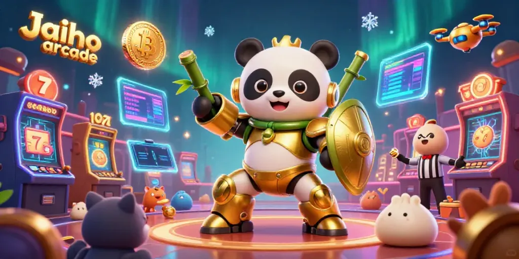Experience the excitement of Jaiho arcade with dynamic casino activities filled with games, winnings, and vibrant visuals.
