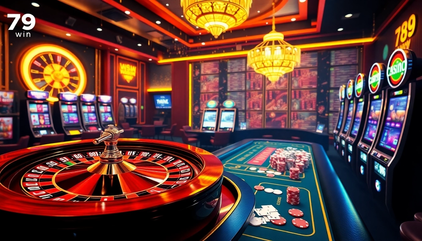 Experience the thrill of gambling at the 789win club with vibrant casino visuals.