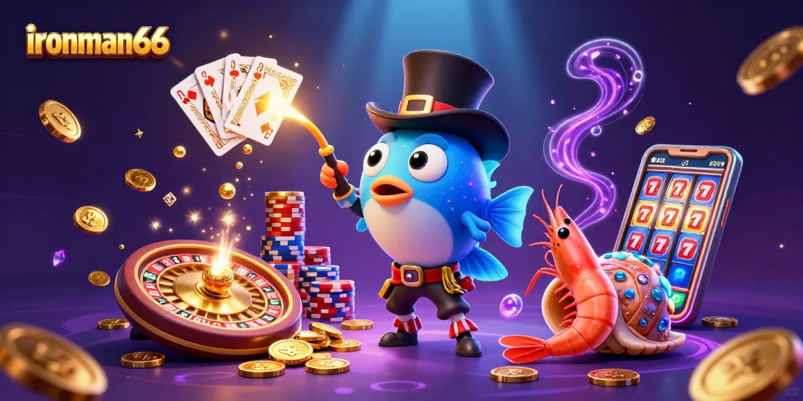 ironman66 captivates players with vibrant casino themed underwater characters and dynamic casino elements.