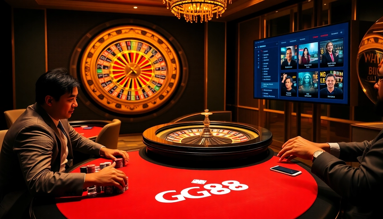 Players enjoying a thrilling game at the GG88 casino table, showcasing excitement and professional gambling.