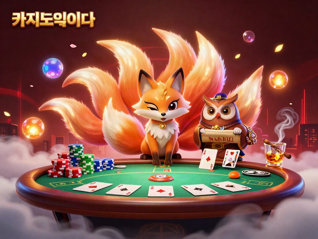 카지노사이트에서 다양한 카드 게임 요소와 함께 치열한 플레이를 경험하는 일러스트