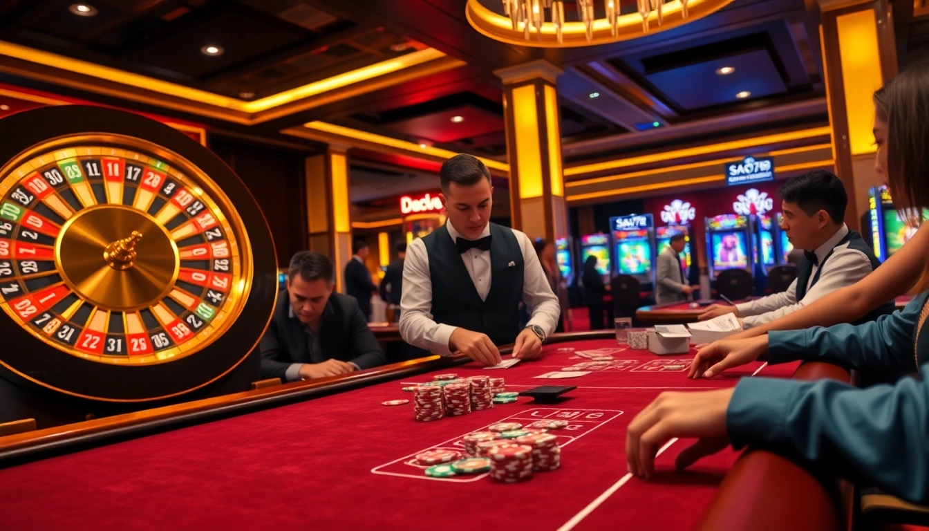 Experience the thrill of gaming at SAO789 with exciting poker action and vibrant casino atmosphere.