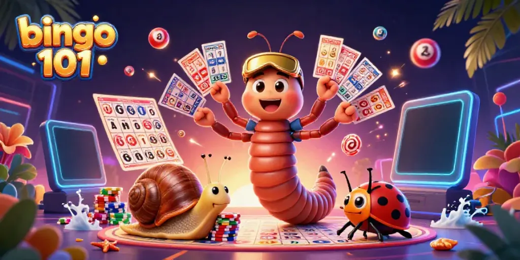 Experience the excitement of bingo 101 with vibrant characters interacting in a richly detailed gaming scene.