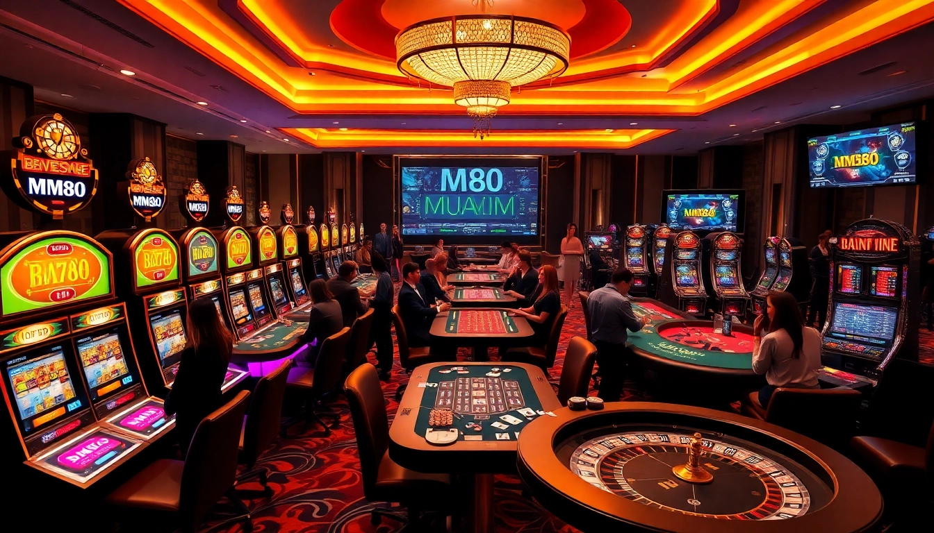 Players enjoying high-stakes games at MM88 casino, showcasing excitement and professionalism.