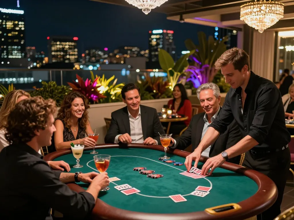 A talented player engages in strategic decision-making with chips in front while playing poker at a lively casino, highlighting secret giris entertainment.