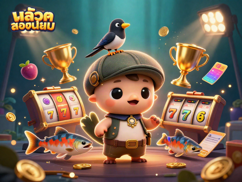 Engaging scene showcasing สล็อตยอดนิยม with playful Nessie and dynamic slot elements.