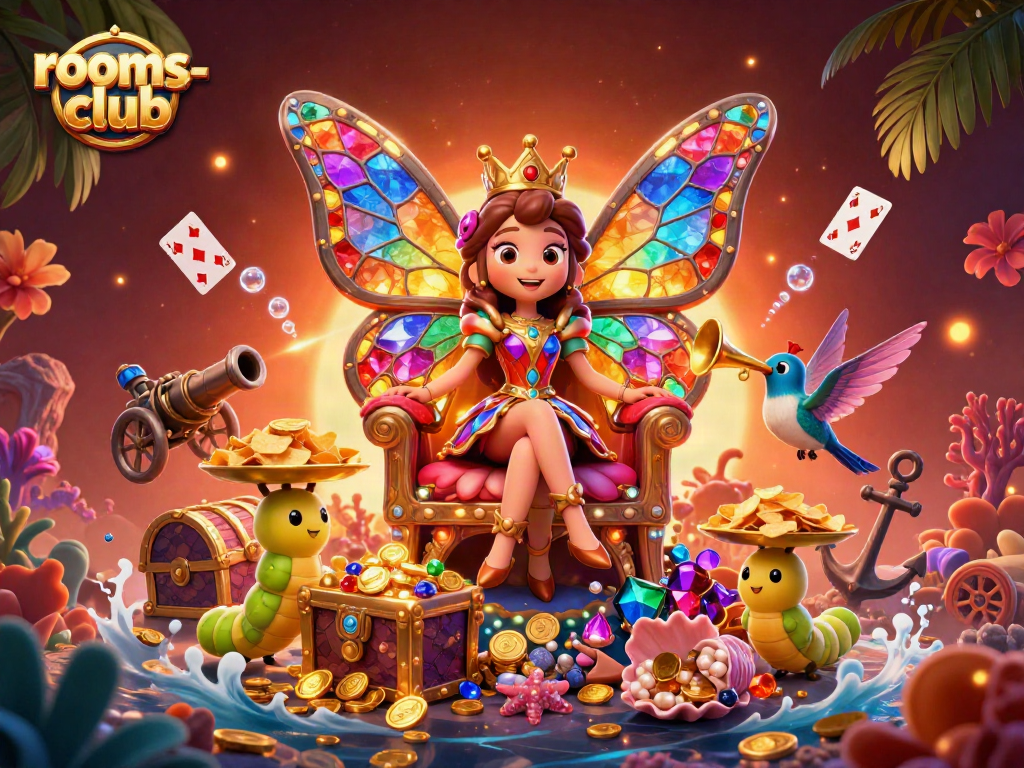 Memenangkan chip berharga di rooms-club dengan ratu kupu-kupu dan pelayan yang membawa hadiah istimewa