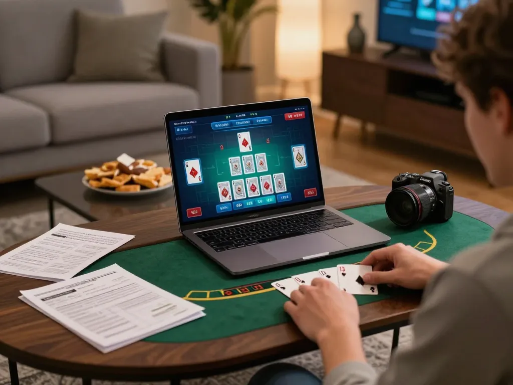 Engage in exciting blackjack gameplay at betbet with a cozy online gaming setup.