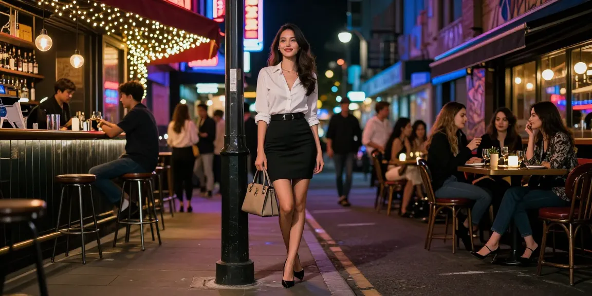 Gái gọi chuyên nghiệp tỏa sáng trong đêm phố sôi động.