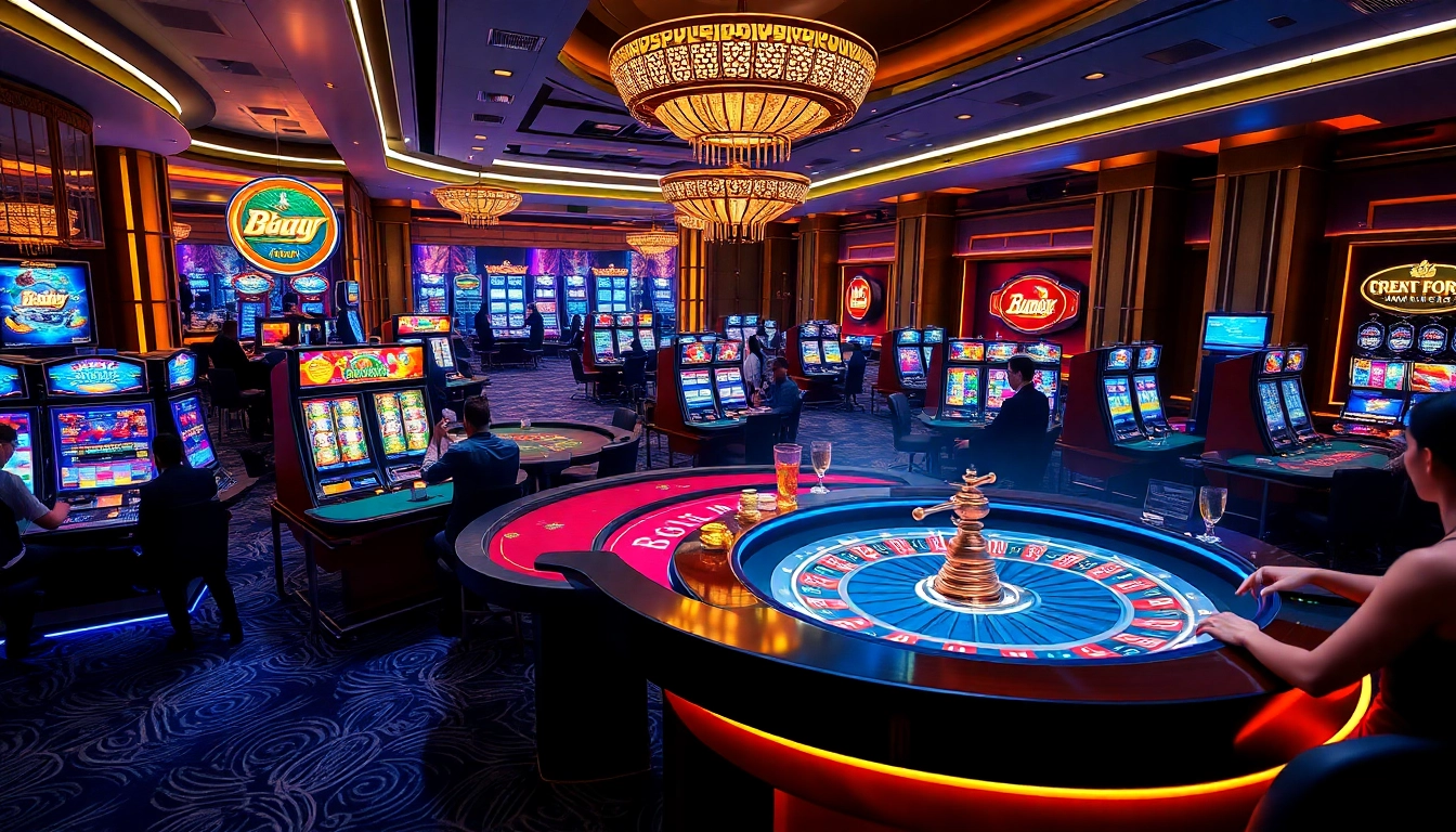 A winning moment at https://rr88.center/ featuring exciting games, vibrant slots, and engaged players in a casino environment.