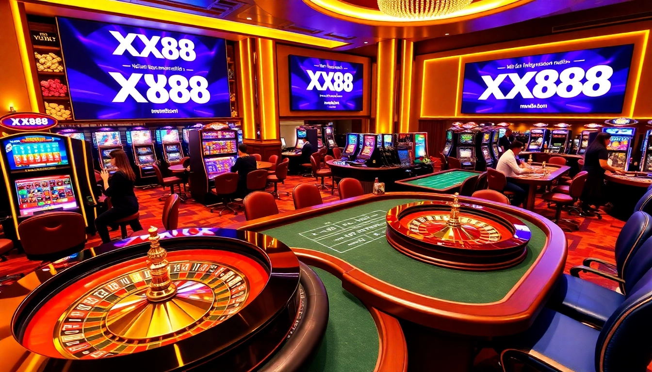 Players enjoy an exhilarating game at XX88's luxurious casino table.