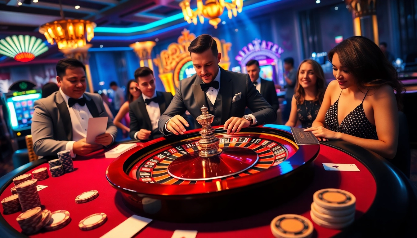 A lively roulette scene at https://789win.associates/, showcasing a croupier, players, and casino elements.
