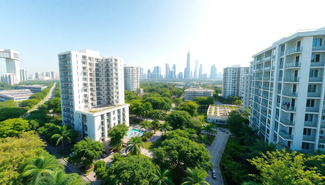 Showcasing the Tampines EC's modern architecture amidst lush greenery and urban vibes.
